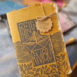 Carnet artisanal gravé à la main French Riviera, 100% coton