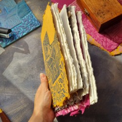 Carnet artisanal gravé à la main French Riviera, 100% coton