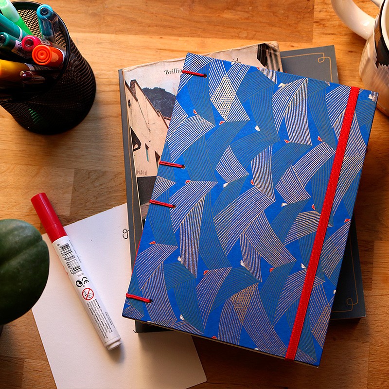 Carnet de note A5 bleu japanese chiyogami