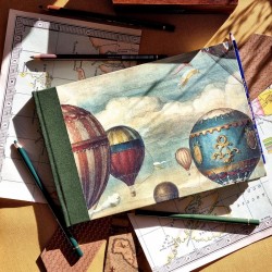 Carnet mix media artisanal montgolfière grand format paysage 240g