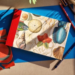 Carnet mix media poissons monde marin grand format paysage