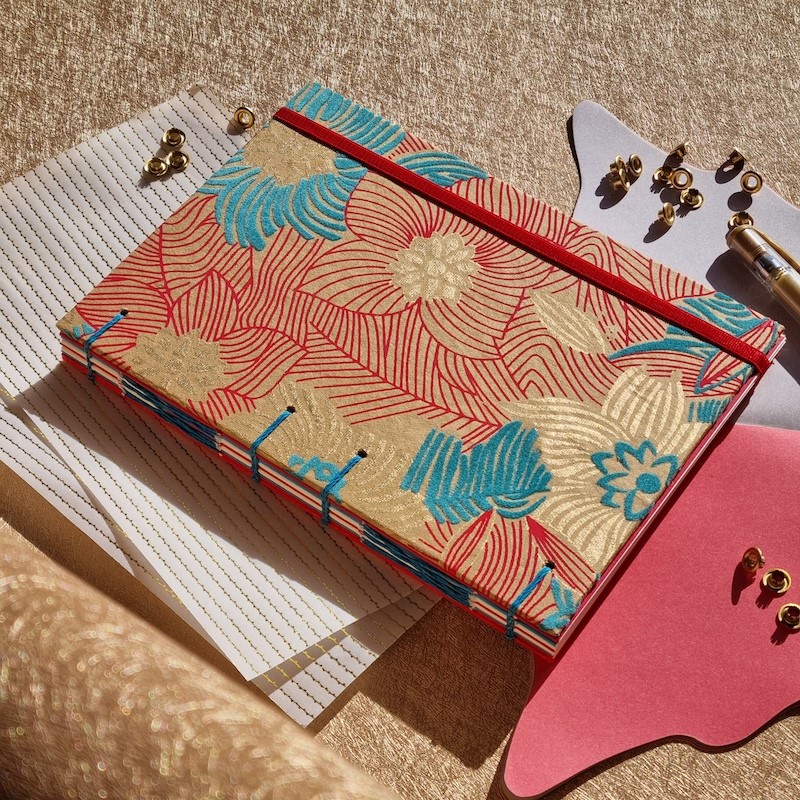 Carnet de note A5 artisanal papier recycle feuille couverture
