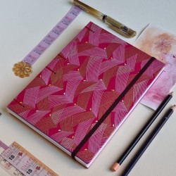 Carnet de note A5 artisanal rose japanese chiyogami