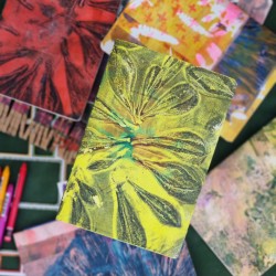 Carnet A5 de note illustration gelli printing unique