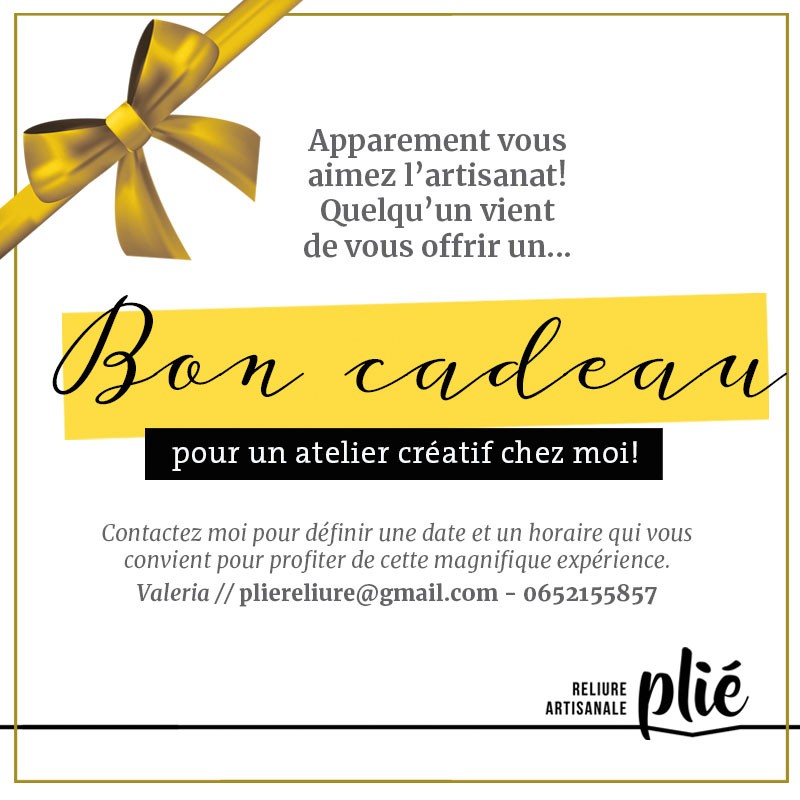 Atelier: bon cadeau pour un atelier artistique plié