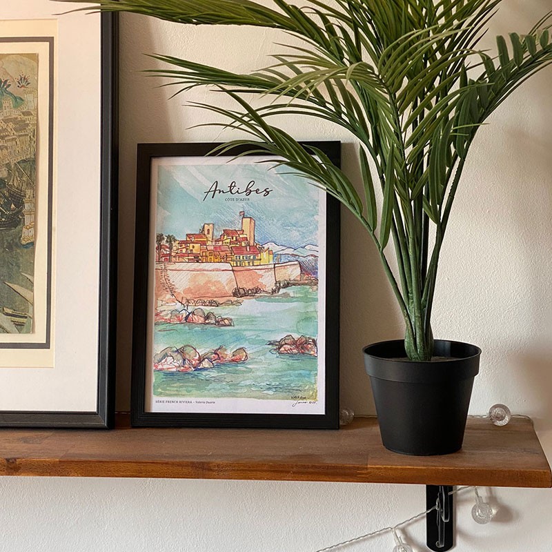 Antibes illustrée, Affiche A4, reproduction d'un dessin du Viel Antibes fait main sur papier recyclé