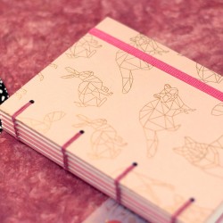 Carnet copte petite taille A6 rose